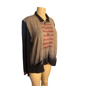 Women Deborah Cross Wool Button Cardigan Sweater Jacket Coat Textile Art to Wear